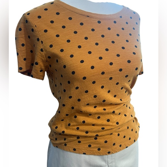 Old Navy Orange/Tan w/Black Polka Dots Short Sleeve Top - Small - Picture 2 of 8
